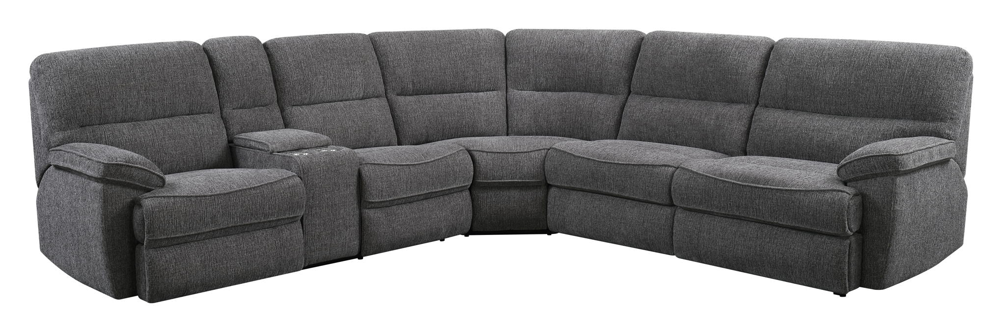 Aurora - Full Sleeper And Power Sectional With Dual Power Recliner Loveseat With Power Controls And Dual USB Ports Positioned On Console And Four-Inch Memory Foam Mattress - Lunar Gray