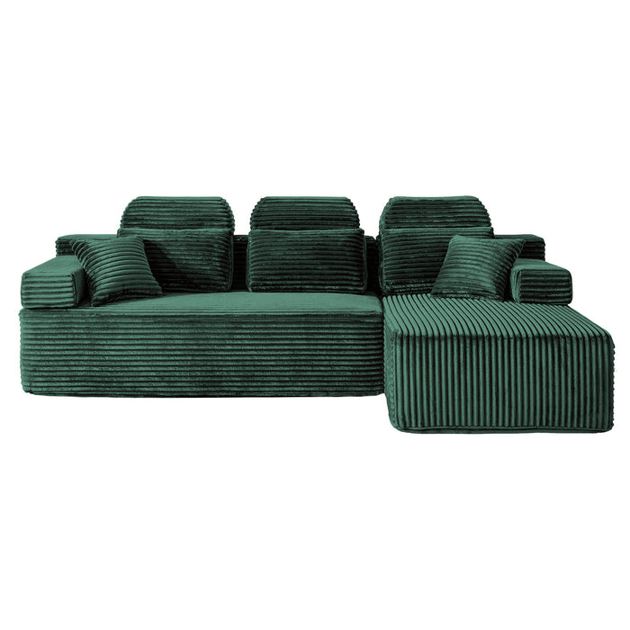 Sectional Sleeper Sofa & Storage Pockets, Modular Couch With Throw Pillows For Living Room