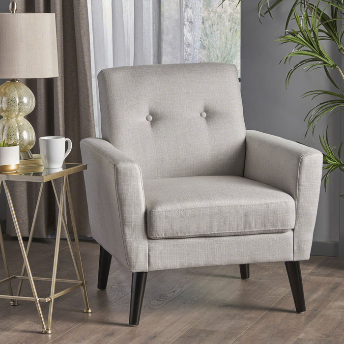 Radiantize - Upholstered Fabric Club Chair With Square-Off Back And Button Tufted