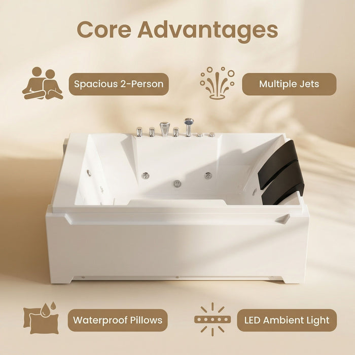 Xavier - Double Massage Bathtub - Milk White