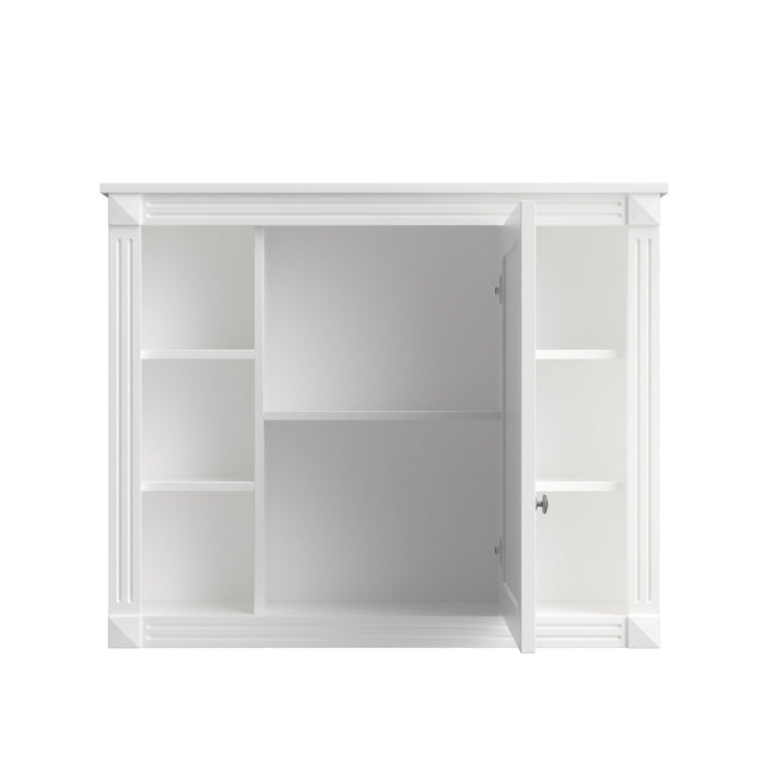 Wall Mounted Bathroom Storage Cabinet With Mirror, Cabinet With 6 Open Shelves And Adjustable Interior