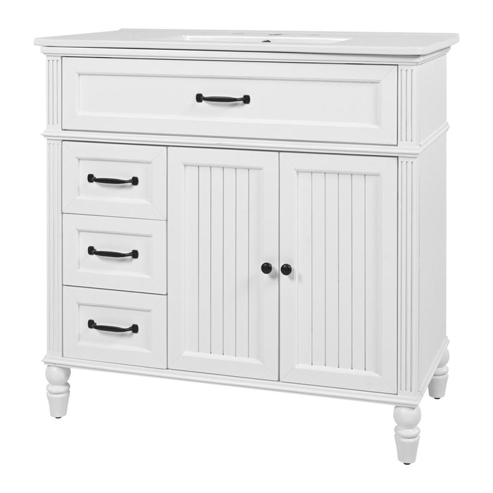 Bathroom Vanity With Sink, 2 Doors 2 Drawers, Freestanding Design