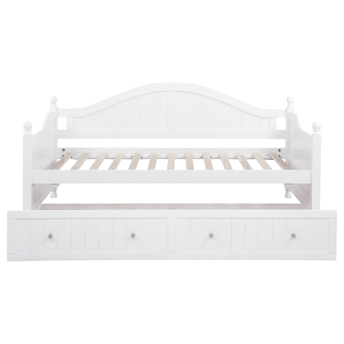 Twin Daybed With Trundle Storage Bed - White