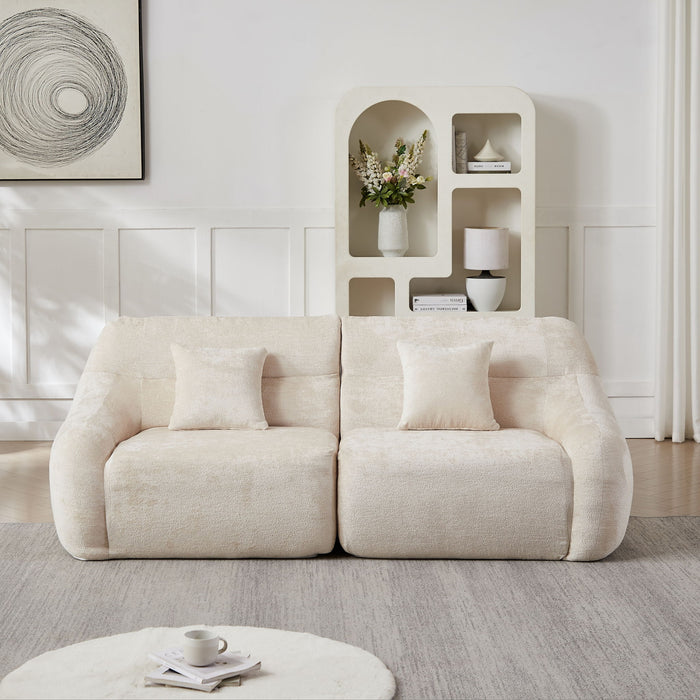 Luxury Curved Corner Sectional Sofa With 4 Pillows