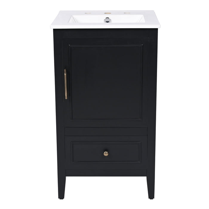 Modern Bathroom Vanity With Sink, Cabinet Storage, Drawer & Adjustable Feet