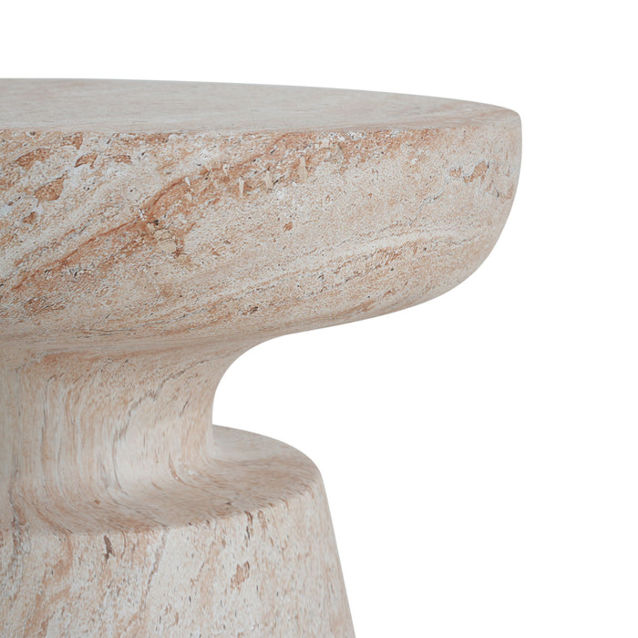 Outdoor / Indoor Lightweight Concrete Side Table, Travertine - Beige