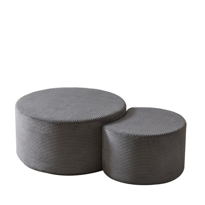 Modern Upholstered Round Coffee Table For Living Room (Set of 2)