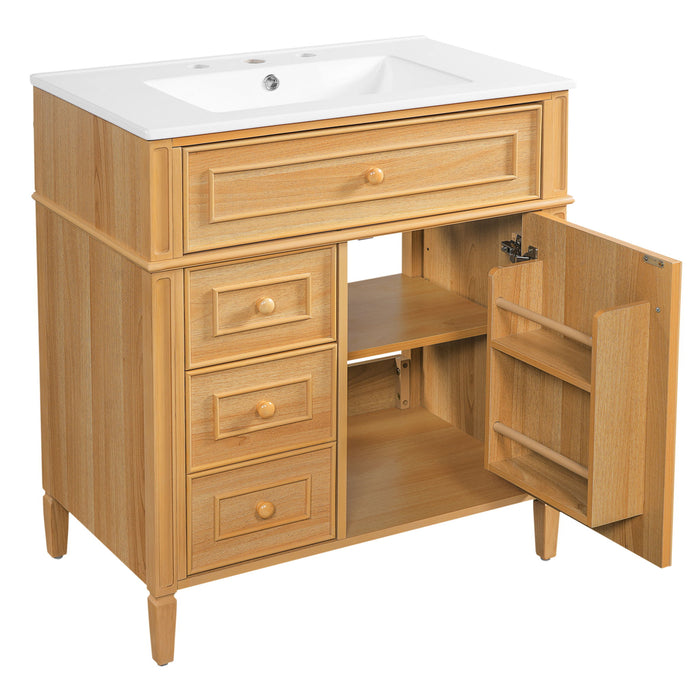 Bathroom Vanity With Flip Out Drawer, 2 Soft-Close Drawers