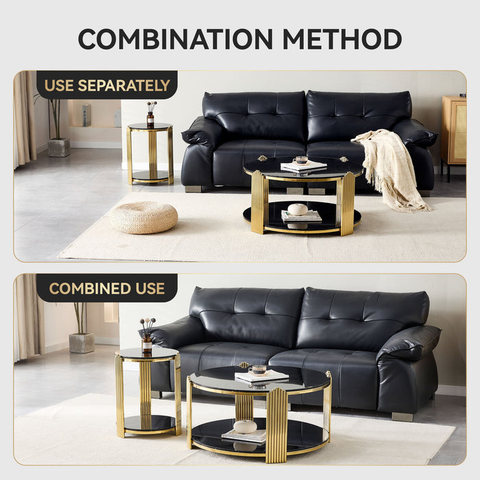 Round Table With Double Layer Storage