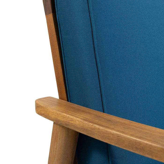 Outdoor Acacia Wood Loveseat Set With Coffee Table