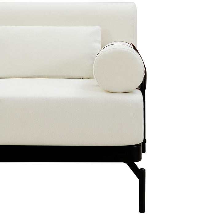 Modern Loveseat Sofa 2 Seater With USB Ports, Cylindrical Armrests