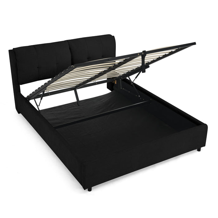 Storage Upholstered Hydraulic Platform Bed With Integrated Headboard