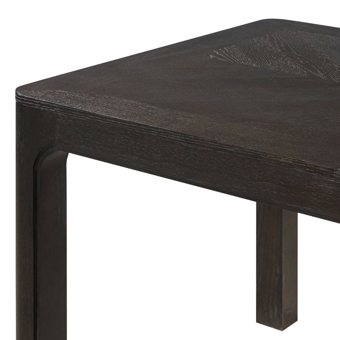 Rectangular Dining Table With Parquet Top, Rounded Corners