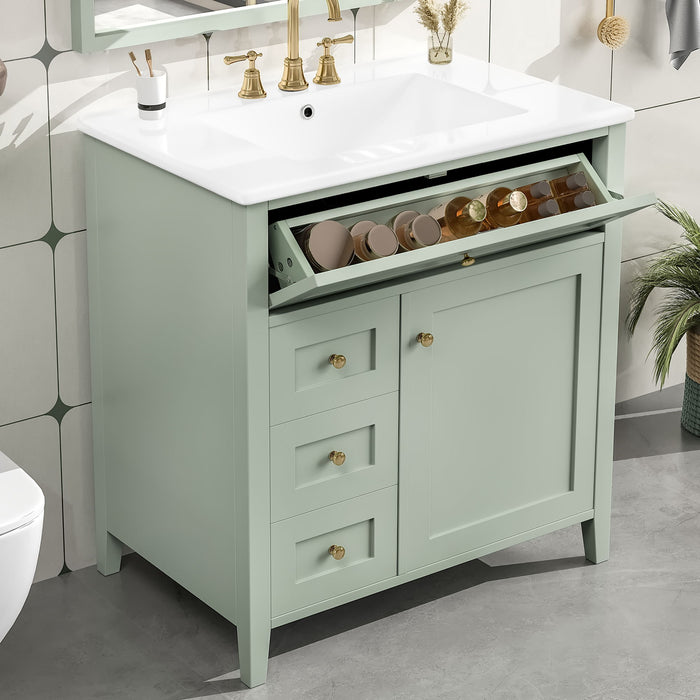Modern Bathroom Vanity With Sink, 3 Drawers And Adjustable Shelf