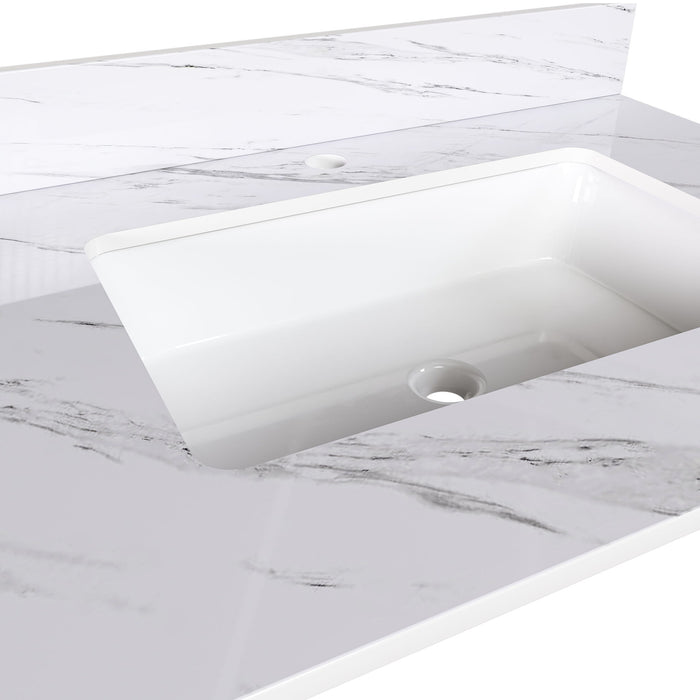 Bianco Carrara Venato Marble Vanity Top With Pre Drilled Faucet Hole And Undermount Sink