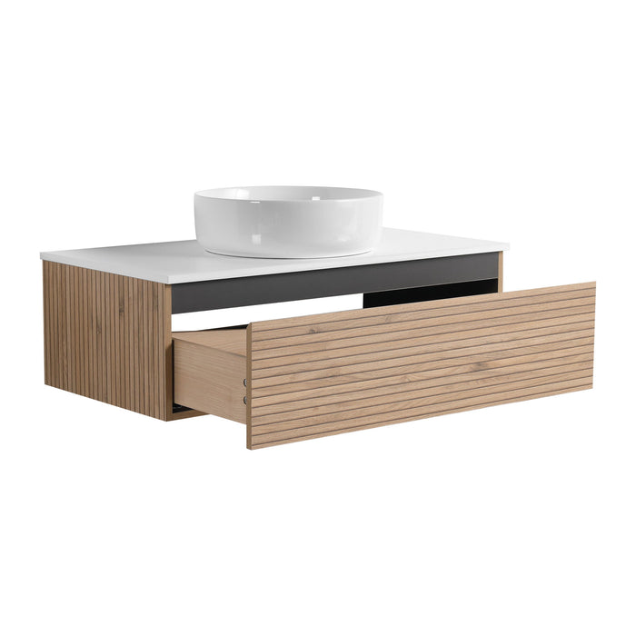 Wall Mounted Bathroom Vanity With Art Sink & 1 Soft Close Drawer