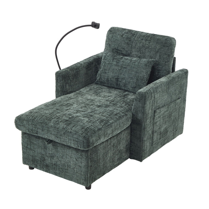 Multifunctional Chenille Recliner Sofa With Storage And Phone Bracket