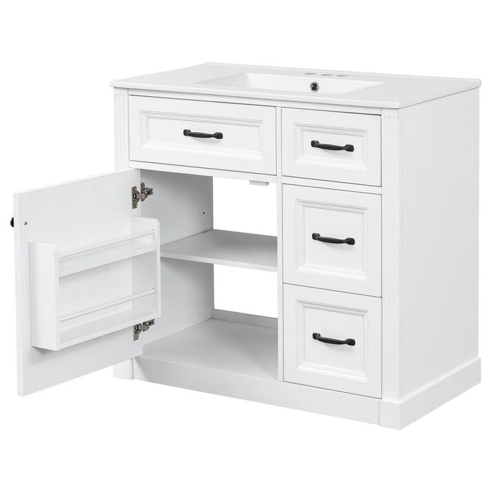 Modern Bathroom Vanity With Sink, 4 Drawers, Soft-Close Door, Adjustable Shelf