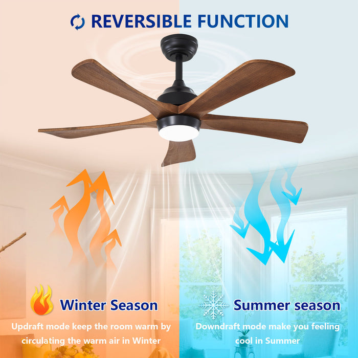 5 Blades Ceiling Fan With Lights Remote Control - Matte Black