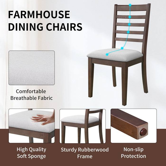 Extendable Dining Set, Farmhouse Extendable Table With Upholstered Chairs