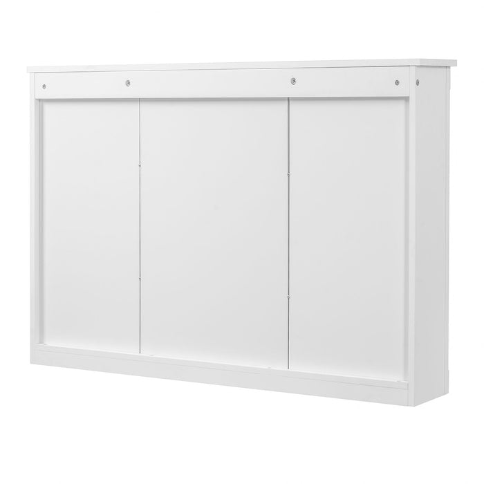 Wall Mounted Bathroom Storage Cabinet With Mirror, Medicine Cabinet With 6 Open Shelves And Adjustable Interior - White