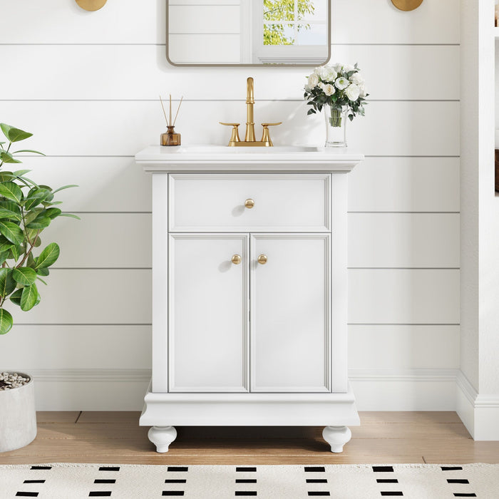 Modern Bathroom Vanity With Tip-Out Drawer And Soft-Close Hinges