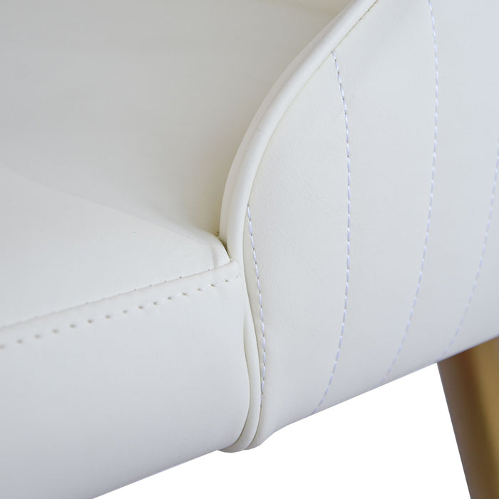 Modern Sponge-Filled Dining Chair, Solid Wood Metal Legs, Suitable For Restaurants, Living Rooms And Rooms (Set of 2) - White