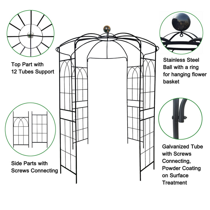Metal Garden Arch Iron Garden Arbors Gazebo Dia High Birdcage Shape Pergola Pavilion For Wedding Ceremony