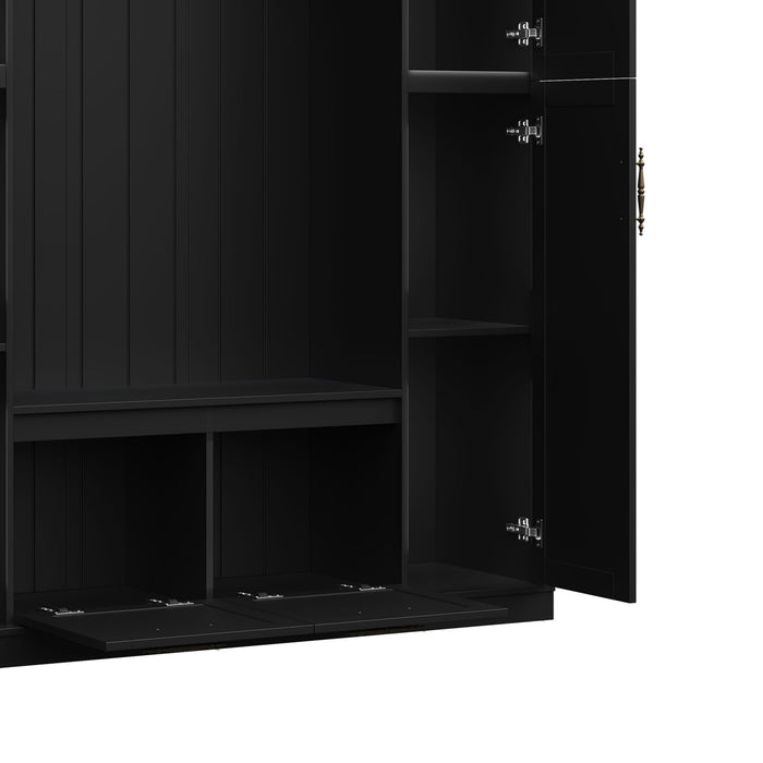 Hall Tree With 4 Side Cabinets