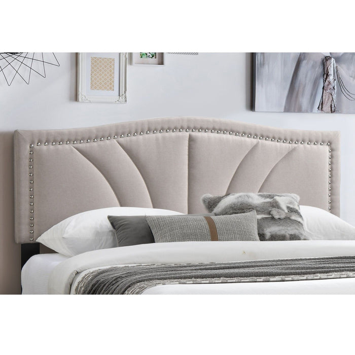 Bed With Nailhead Trim Accents, Upholstered Platform Frame