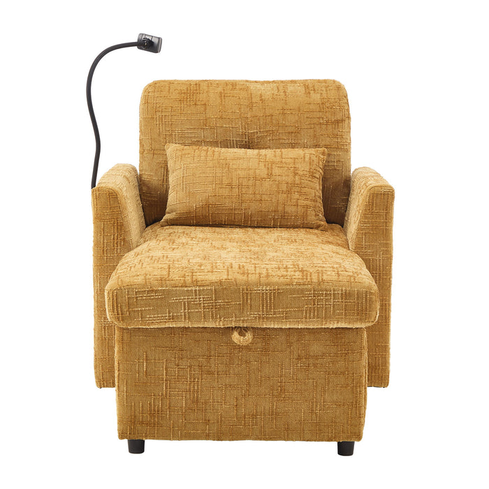 Multifunctional Chenille Recliner Sofa With Storage And Phone Bracket