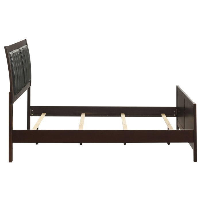 Full Panel Bed With Tufted Headboard Frame - Brown