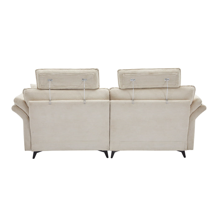 Modern Corduroy Deep Seat Sectional Sofa With Ottoman