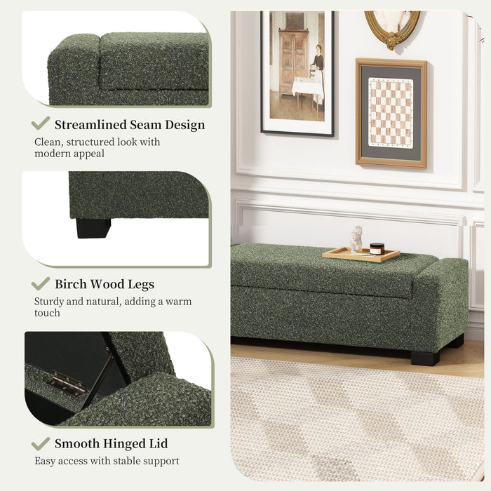 Textured Fabric Ottoman Bench With Hinged Lid