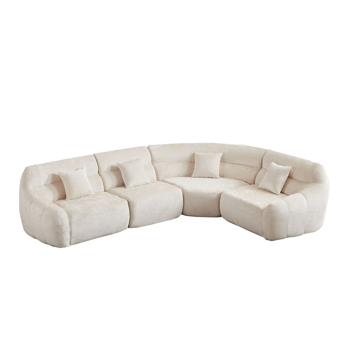 Luxury Curved Corner Sectional Sofa With 4 Pillows