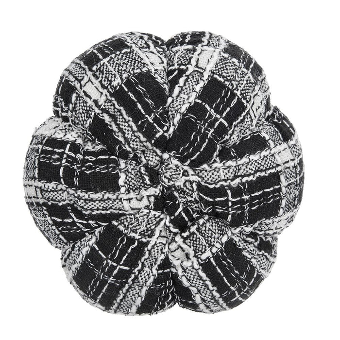 Light Plaid Pumpkin, For Holiday Halloween Decor - Black / White