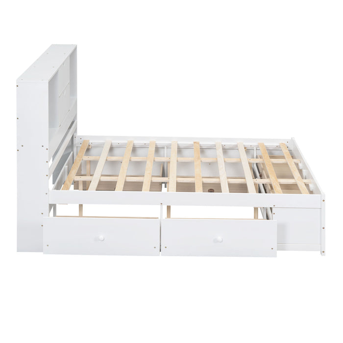 Platform Bed With Storage Headboard And 8 Drawers