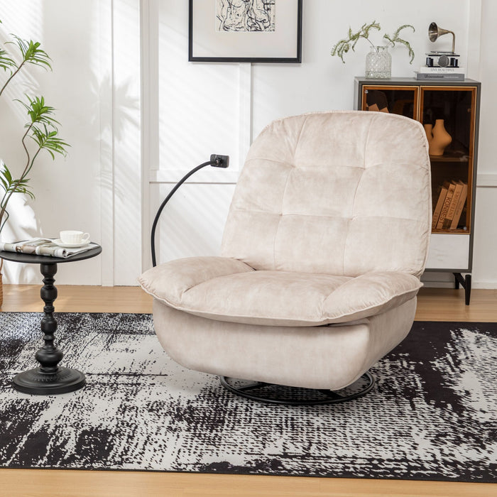 Modern Swivel Gliding Recliner Chair With Rocking Function And Phone Holder, Large Comfortable