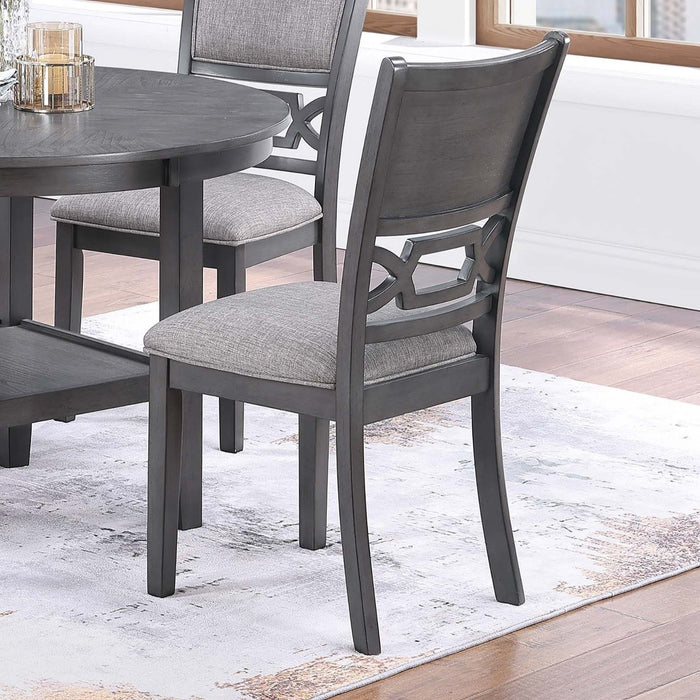 5 Piece Dining Set With Storage Shelves Round Table And Upholstered Side Chairs - Gray