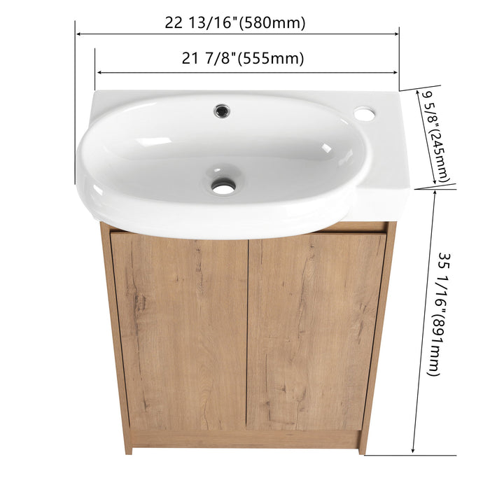Freestanding Bathroom Vanity & Sink, Soft Close Doors