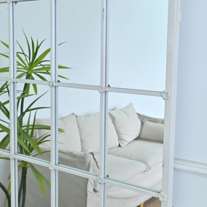 Handmade Arched Mirror, Windows Design For Entryway - White