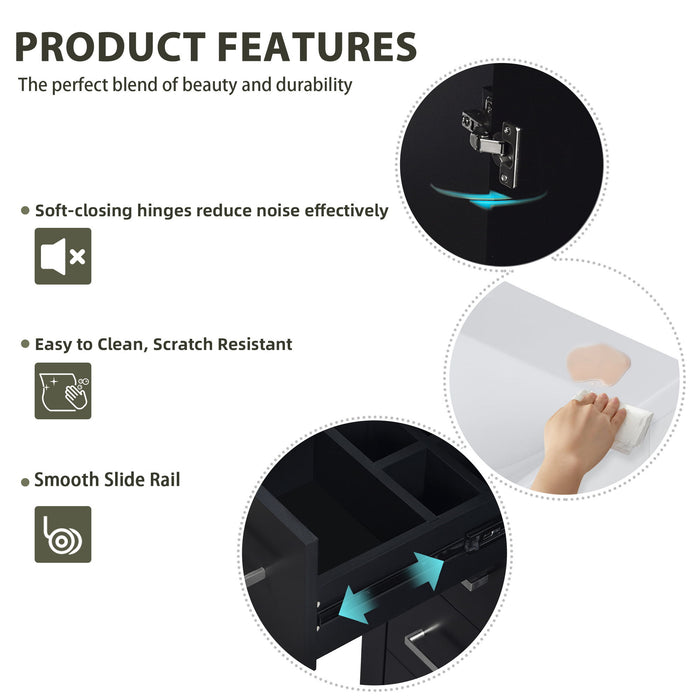 Modern Bathroom Vanity With Ceramic Sink, 6 Drawers & Soft-Close Doors