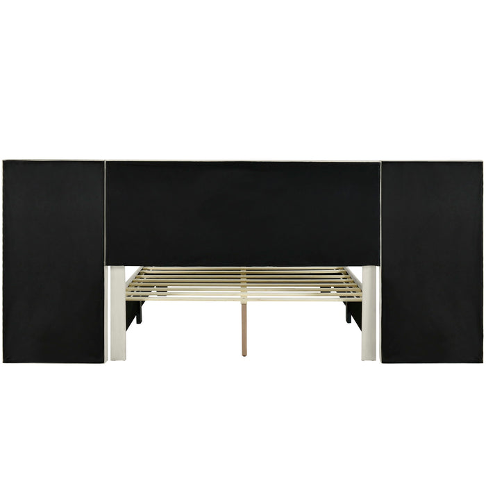 Upholstered Platform Bed With Big Headboard