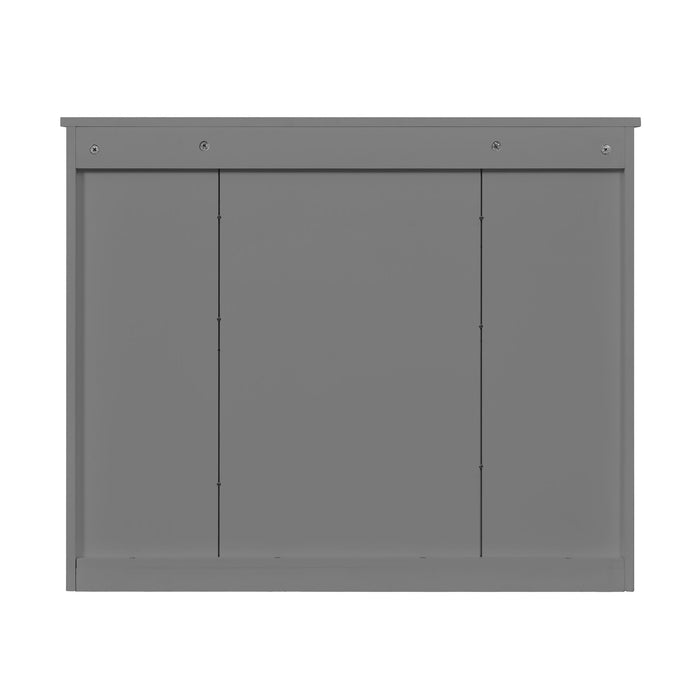 Wall Mounted Bathroom Cabinet With Mirror And 4 Shelves, Rectangular Design - Gray