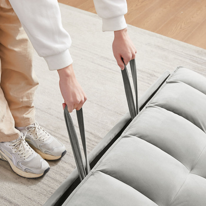 Modern Velvet Convertible Loveseat Futon Sofa With Pullout Bed, Reclining Backrest