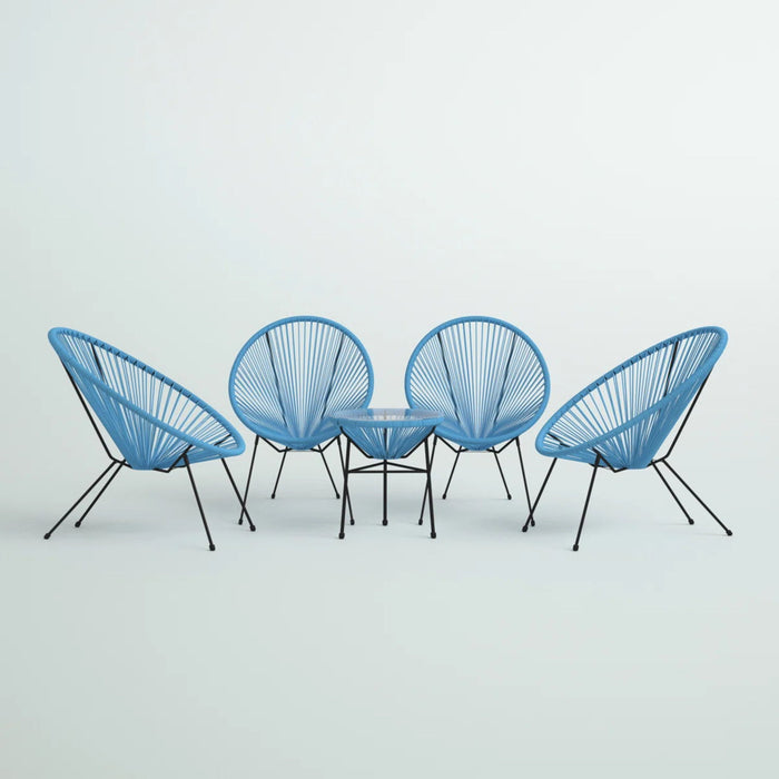 Outdoor Conversation Set With Ergonomic Lounge Chairs And Tempered Glass Table