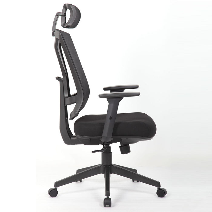 Office Chair With Adjustable Headrest & Back, High Back Swivel Desk Chair - Black