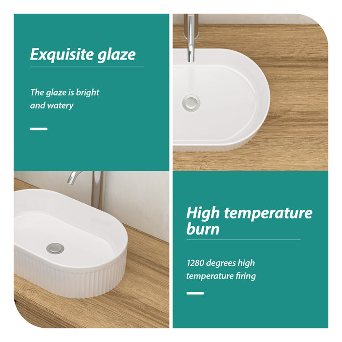 Vessel Oval Bathroom Sink - White