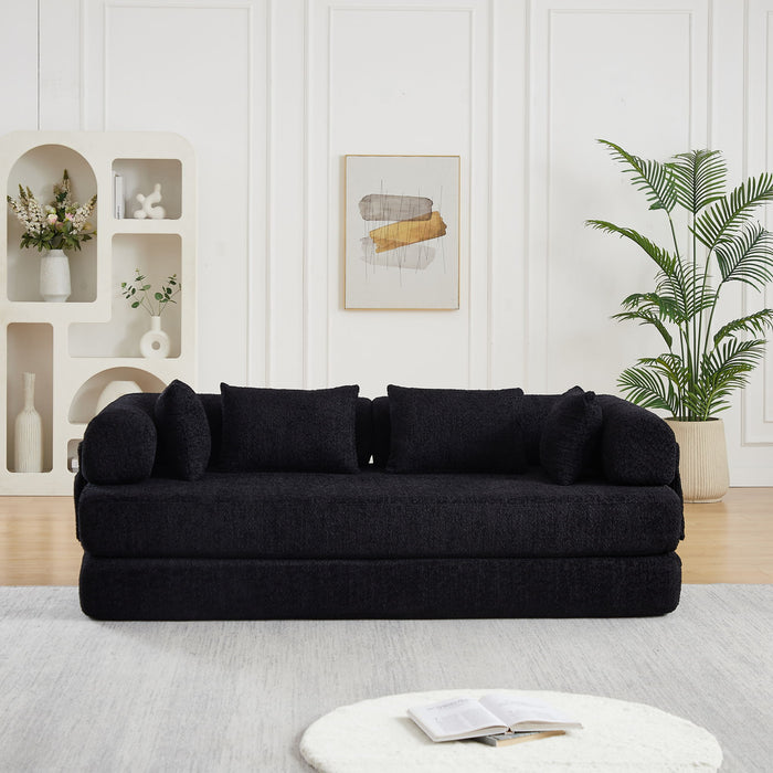 Convertible Sleeper Sofa Bed With Cylindrical Pillow