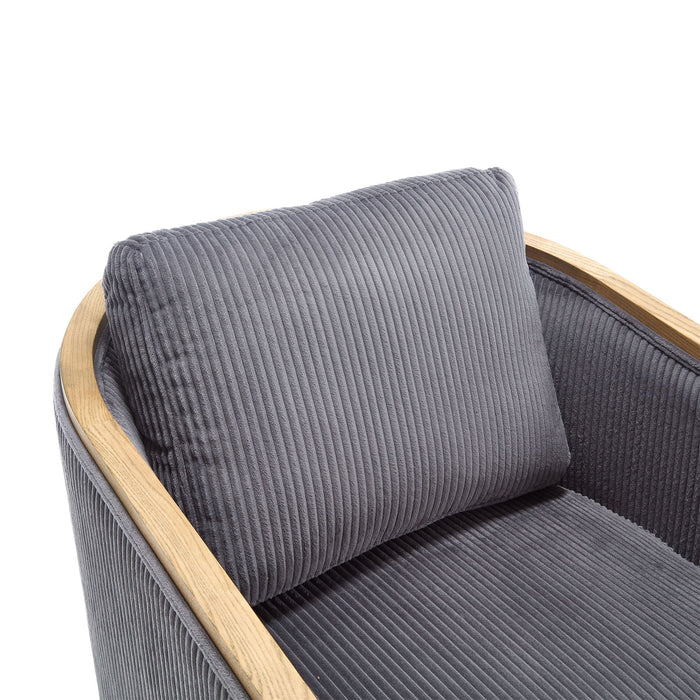 Corduroy Barrel Chair, 360 Degree Swivel